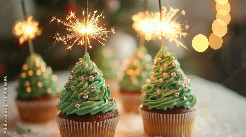 Festive Cupcakes with Sparklers for Celebration Festive Cupcakes with Sparklers for Celebration