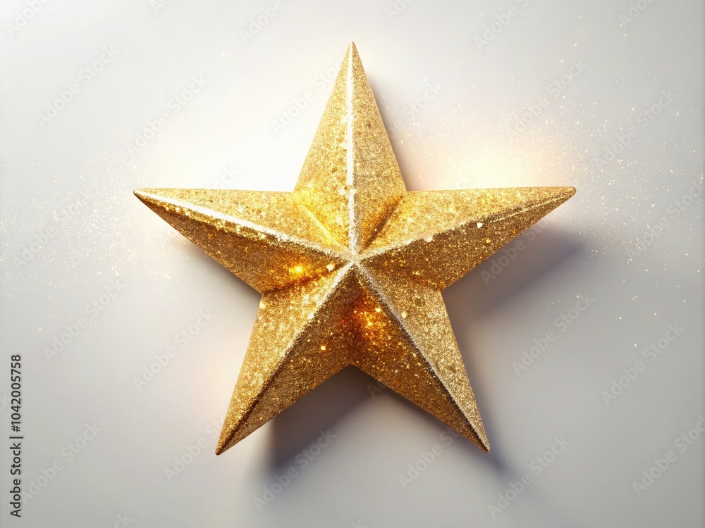 Obraz premium Rotating Golden Star on White Background - Stunning Candid Photography for Decorative and Artistic Use
