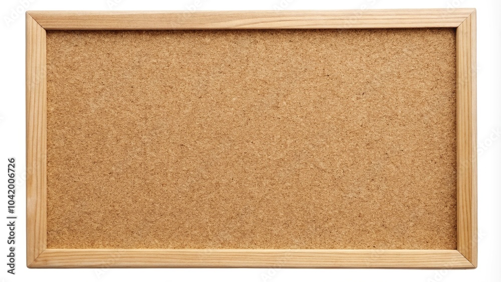 Fototapeta premium Reflected cork board with wooden frame isolated on white background.