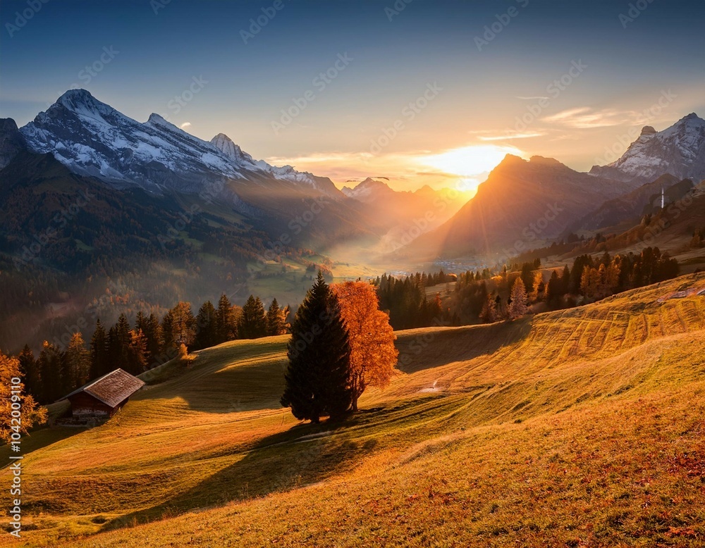 stunning autumn sunrise over the swiss alps stunning autumn sunrise over the swiss alps