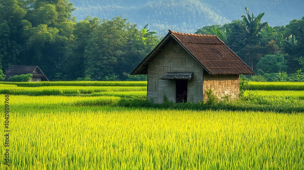 Fototapeta premium House in the rice field