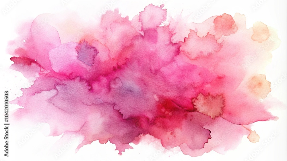 Fototapeta premium Abstract pink watercolor on white background. The color splashing on the paper. Fantasy smooth light pink, purple shades and blue watercolor paper textured illustration for grunge