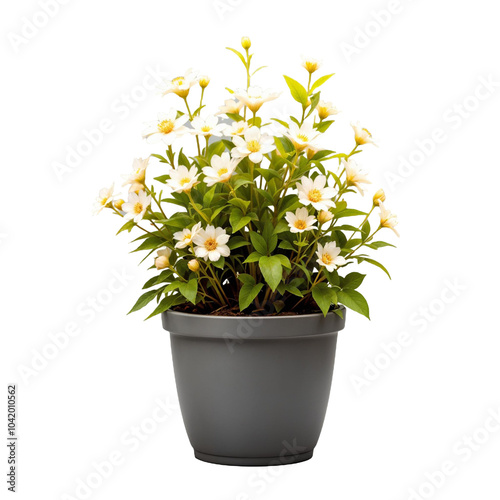 a potted plant with white flowers,png transparent background 