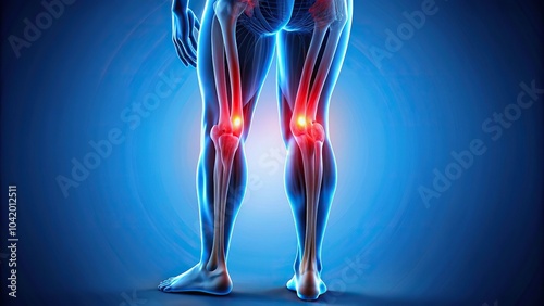 Depth of field representation of pain in the hamstrings in red on blue