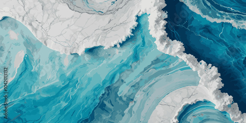 Seamless wave water ocean soft blue curve line background. Water  ocean wave white and soft blue aqua, teal texture. Vector sea, wave, water background.