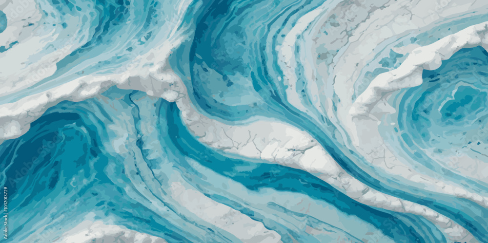 Top and aerial view of wave ocean sea background. Blue and white wavy sea water background.