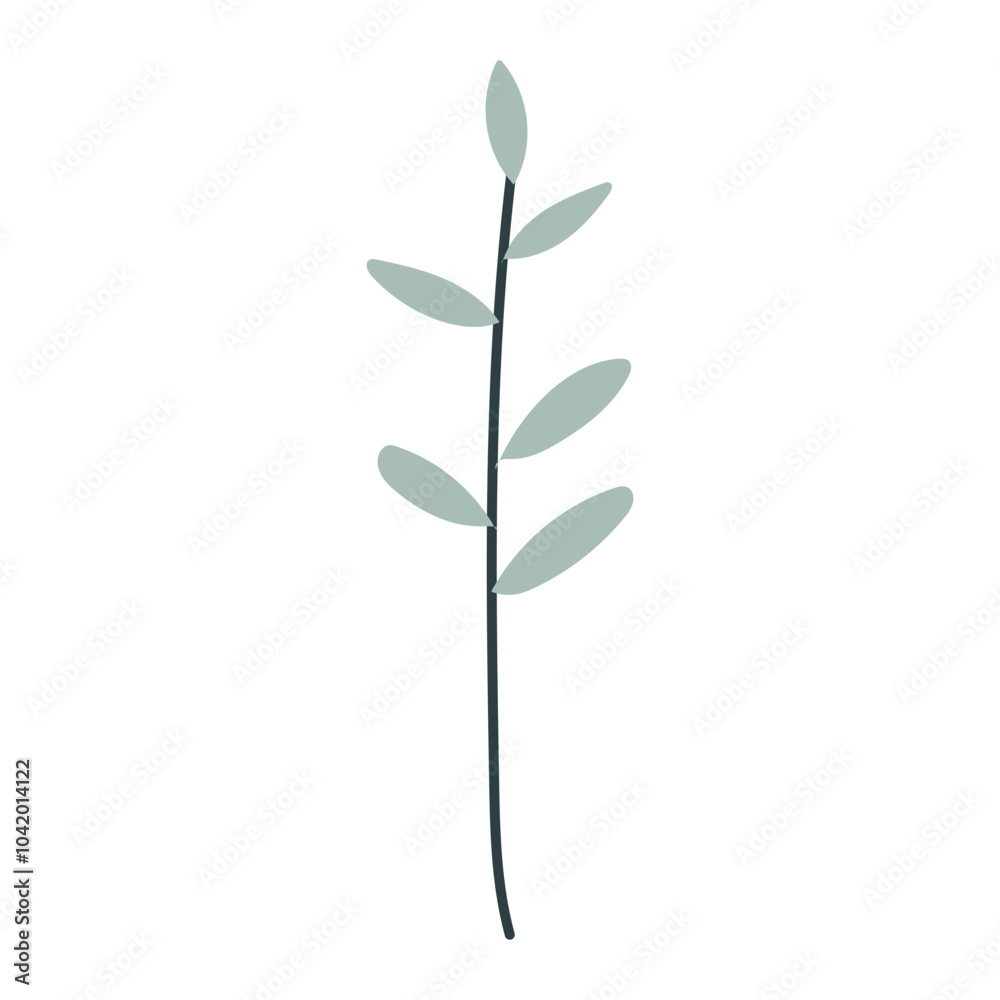 Obraz premium Plant Leaf Boho Style Icon. Simple Aesthethic Hand Drawn Vector Illustration.