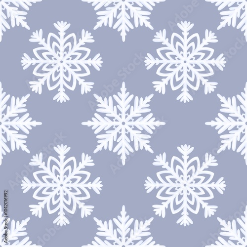 Winter seamless pattern. Pattern Christmas snowflakes.Cute aesthetic watercolor pattern for Christmas and New Year.