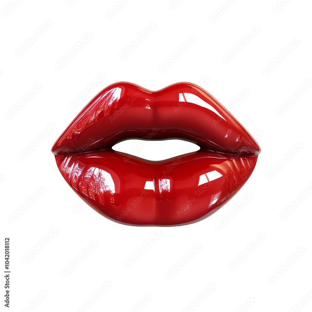 3D kissing lips emoji in glossy red isolated on a transparent background for Valentines Day romance 3D kissing lips emoji in glossy red isolated on a transparent background for Valentines Day romance