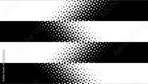 Black and white halftone pattern with transition effect. Made from geometric shape for sporty background and jersey design. Vector Format Illustration 