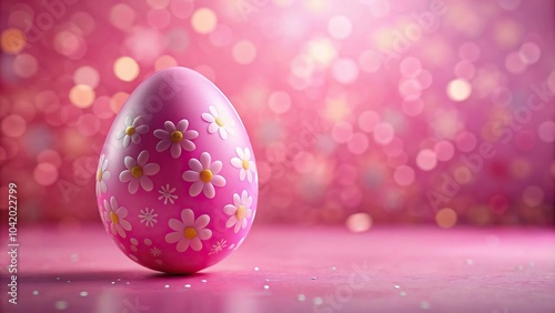 Pink Easter egg background with cute decorations and depth of field effect