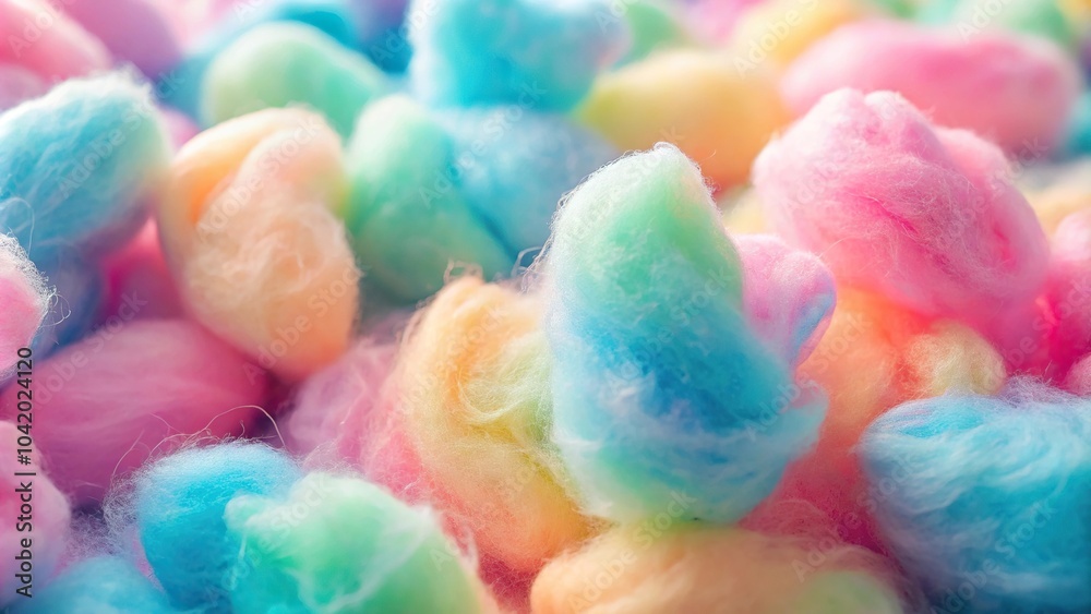 colorful cotton candy on soft pastel background colorful cotton candy on soft pastel background