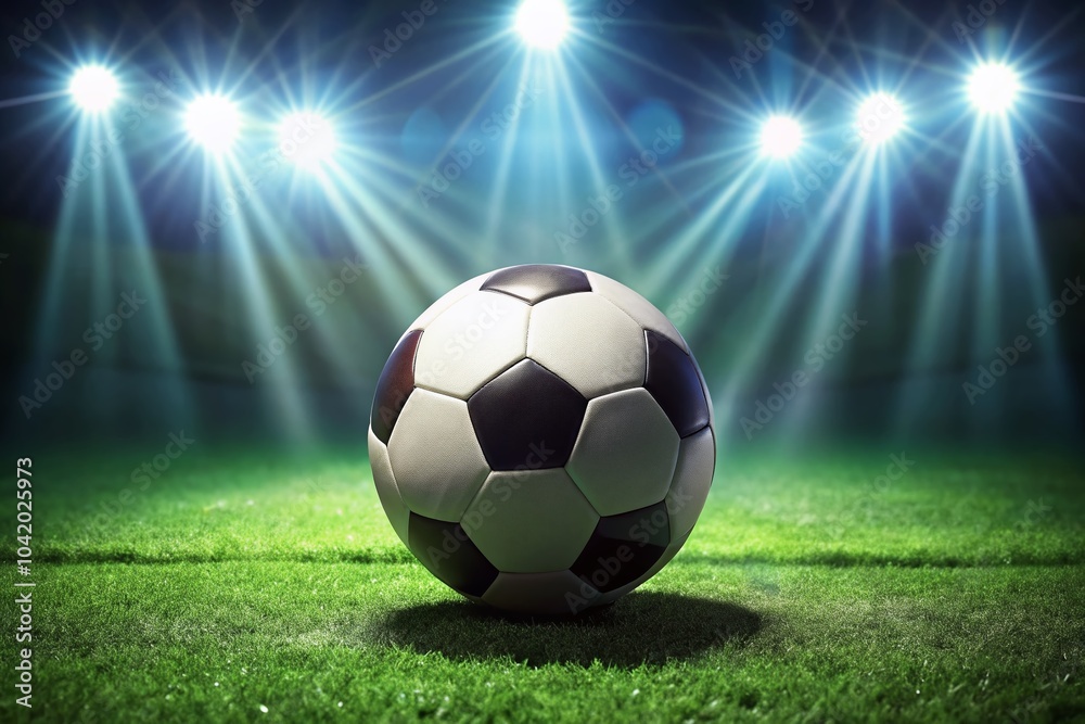 Obraz premium Soccer Spotlight Ball on Green Field - Dynamic Action and Passion in Sports Photography