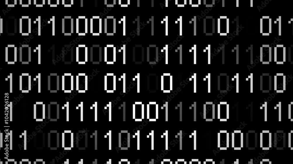 Perspective wall of binary code digital pattern background