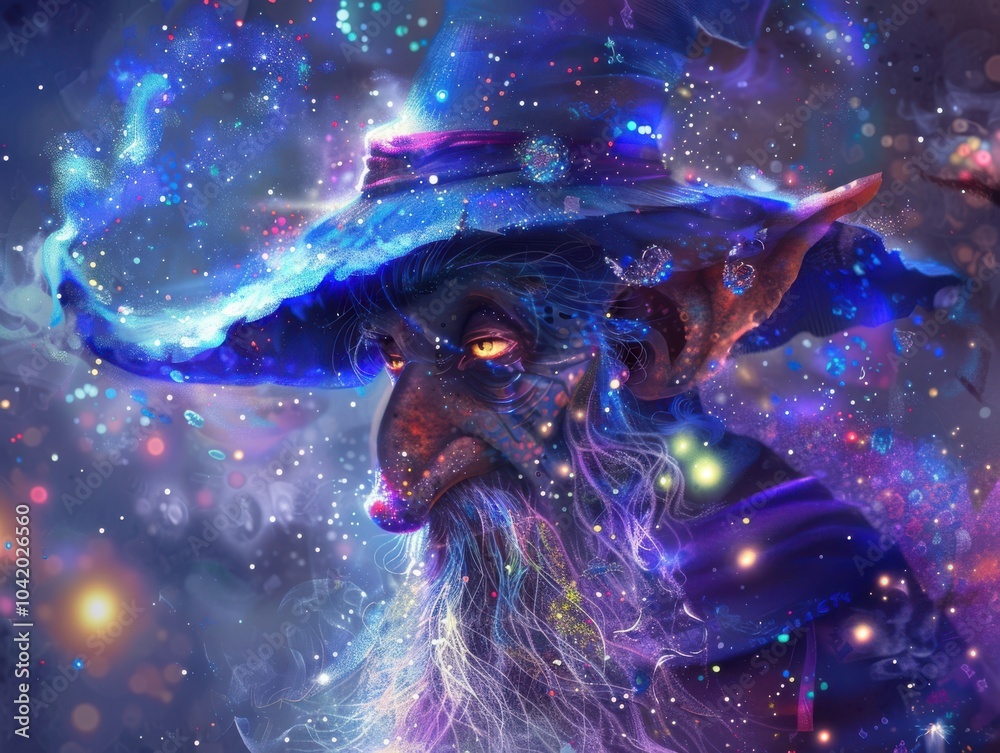 Mystical Cartoon Character with Magical Elements