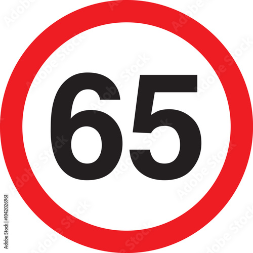 Maximum Speed ​​Limit Sign Maximum Speed ​​Limit 65 km Sign