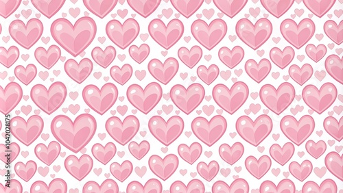 Pink hearts seamless pattern on white background