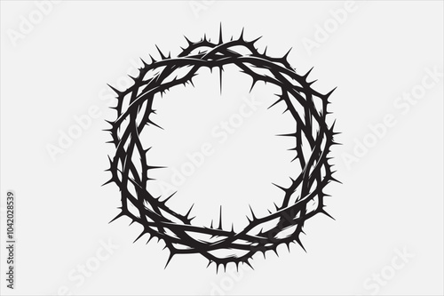 A minimalist black crown of thorns design.