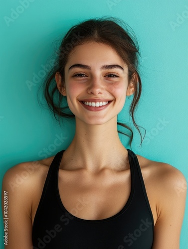Radiant Fitness Model Posing for Stock Photography