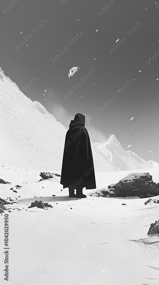 Solitary Figure in a Snowy Landscape Solitary Figure in a Snowy Landscape