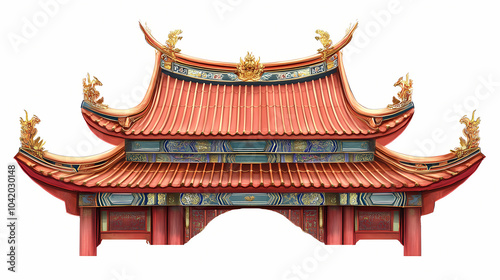 Chinese temple roof. Thai Temple. Illustration