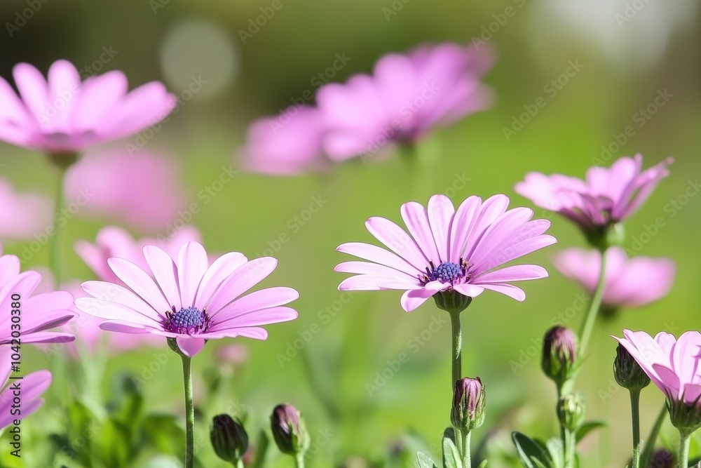 Blooming daisies in sunlight create a vibrant tapestry in a serene garden setting Blooming daisies in sunlight create a vibrant tapestry in a serene garden setting