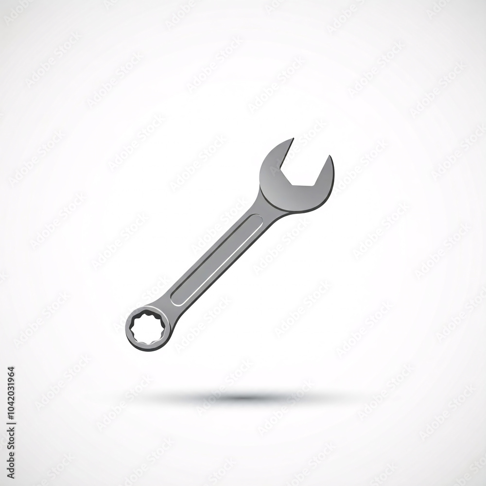 simple grey wrench tool icon with shadow on white background simple grey wrench tool icon with shadow on white background