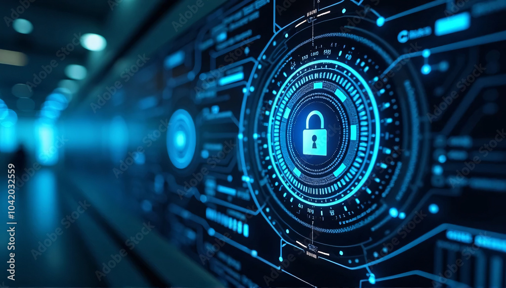 Obraz premium A futuristic interface that shows a secure network with cutting-edge technical protocols 