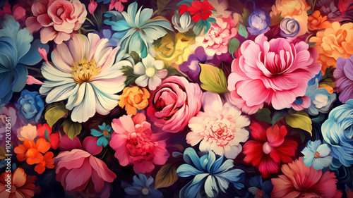 A Vibrant Tapestry of Colorful Flowers in Full Bloom Showcasing Nature's Beauty During Springtime