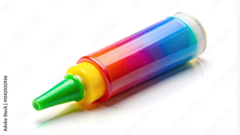 Colorful plastic glue isolated on white background at tilted angle