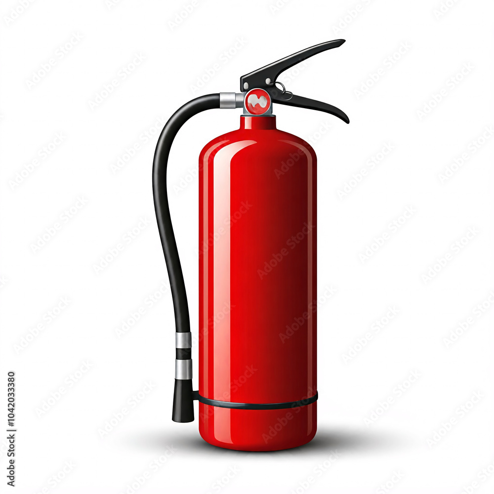 Obraz premium realistic red fire extinguisher safety equipment isolated on white background