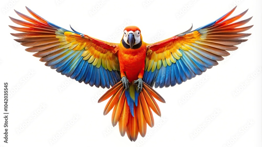 Fototapeta premium Colorful flying parrot isolated on white