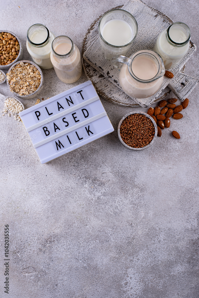 Plant based vegan non dairy alternative milk