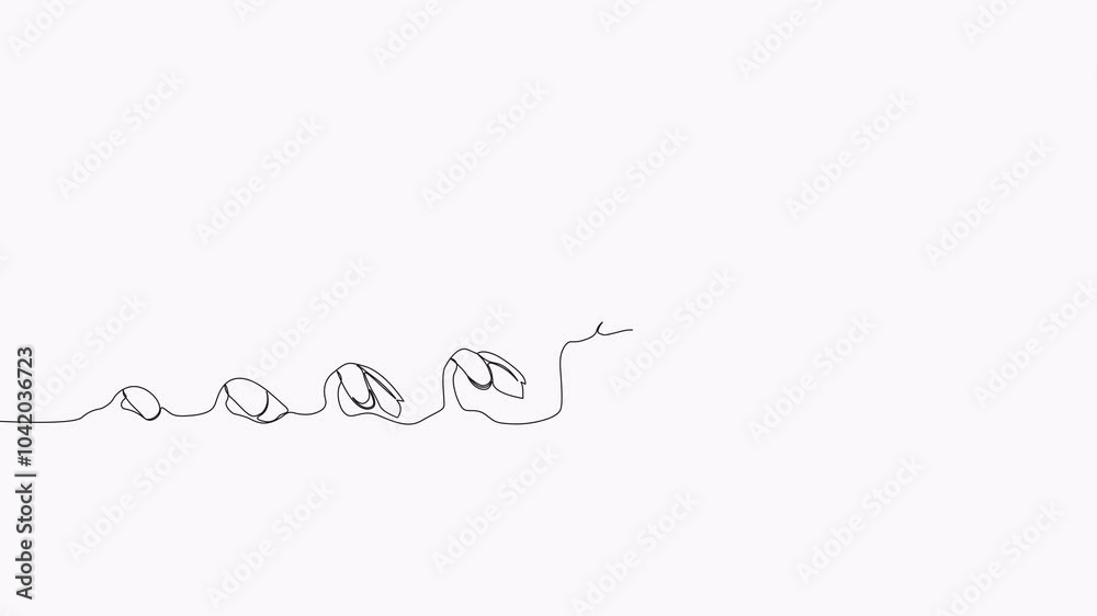Video. Continuous single line drawing infographic about planting and growth stage of a plant . Seeds sprouting in the ground. Animation on white background. 4K