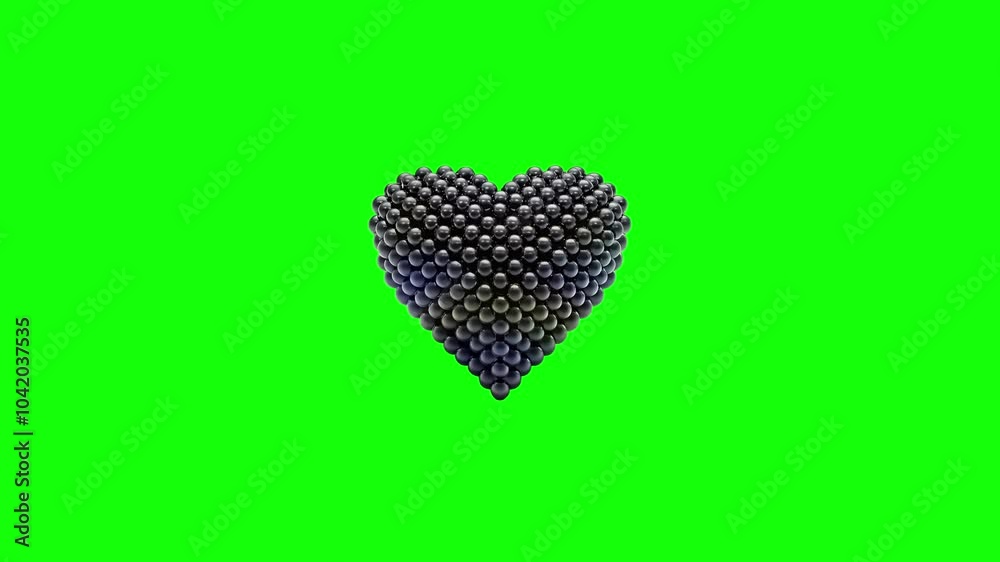 Black heart love  green screen animation motion graphic with chroma key clip template 4k Background. Easy removed green screen. High resolution. Ultra High Definition, 4k video.