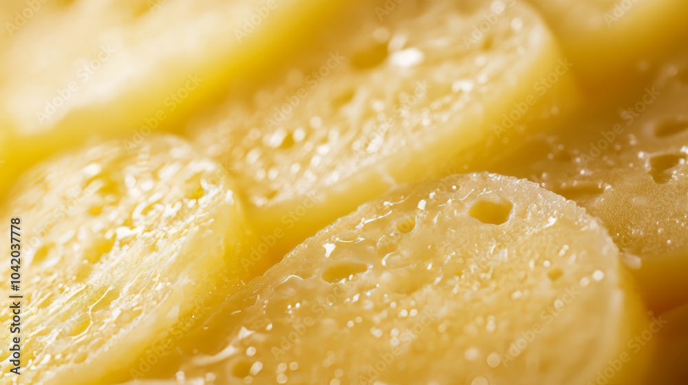 Close-up of gouda cheese showcasing its smooth glossy texture Close-up of gouda cheese showcasing its smooth glossy texture