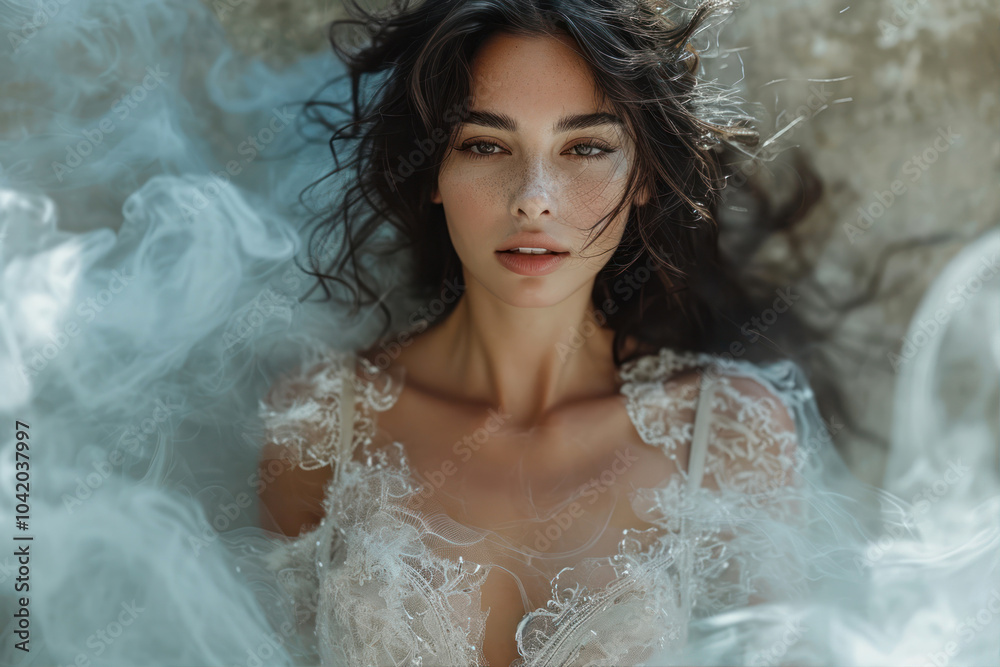 Editorial Fashion Photoshoot Featuring a Beautiful Model Surrounded by Ethereal Smoke Outdoors Editorial Fashion Photoshoot Featuring a Beautiful Model Surrounded by Ethereal Smoke Outdoors