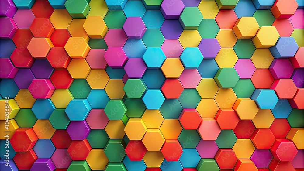 Colorful geometric wall art with hexagons Colorful geometric wall art with hexagons