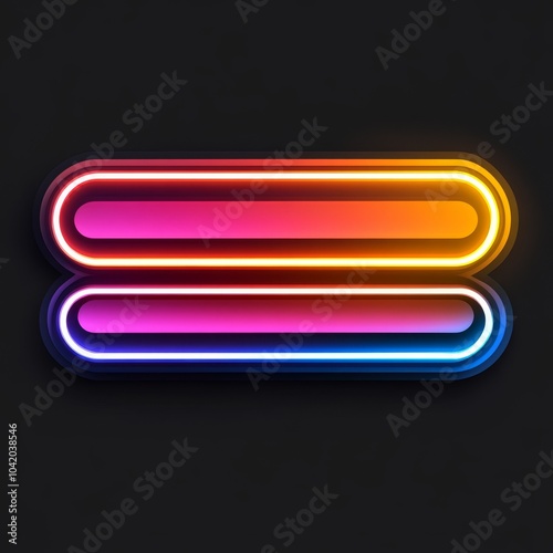 Vibrant neon shapes in pink, orange, and blue against a dark background, creating a modern and stylish aesthetic.