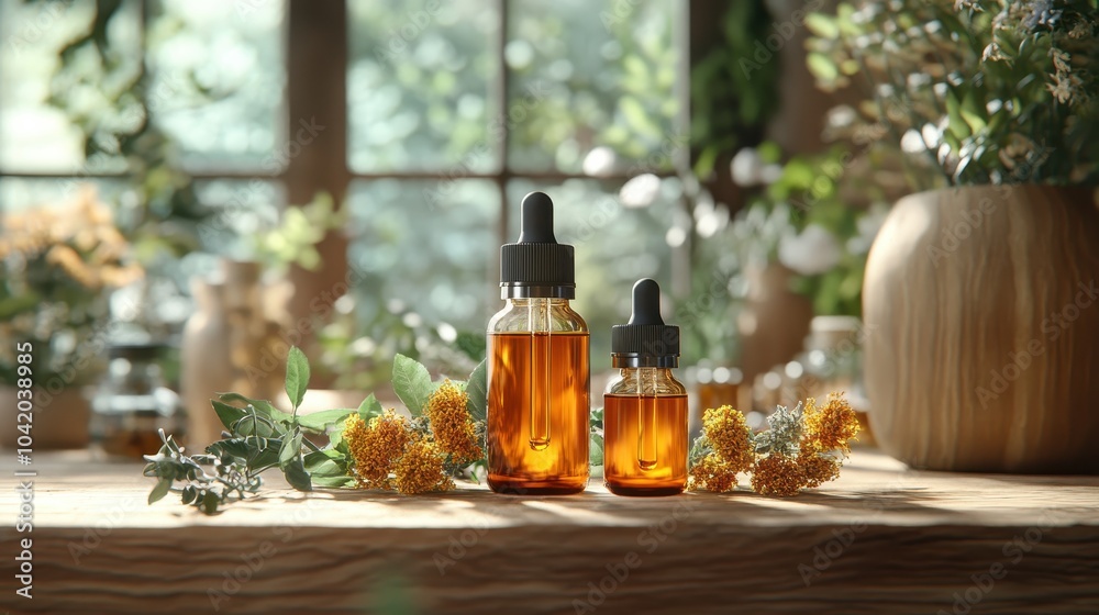 Natural essence exploring the beauty of essential oils in a serene setting