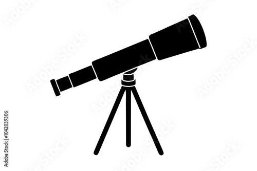 Telescope icon vector silhouette on white background