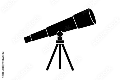 Telescope icon vector silhouette on white background