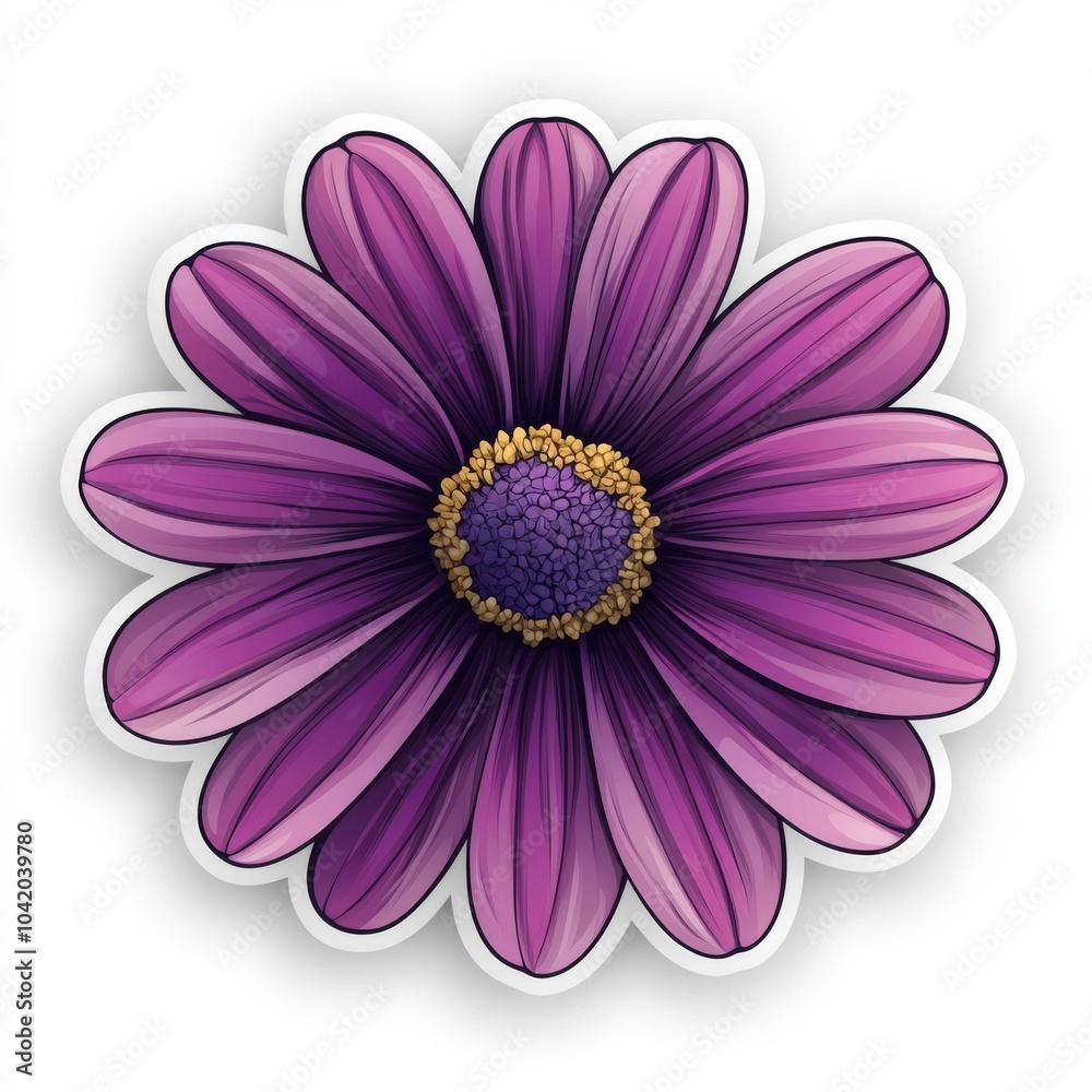 Obraz premium A vibrant purple daisy in full bloom, showcasing intricate petals and a striking purple center.