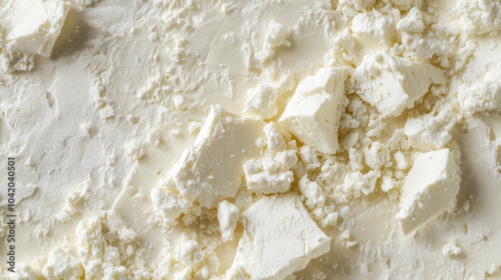 Macro photograph of feta cheese capturing its crumbly texture Macro photograph of feta cheese capturing its crumbly texture