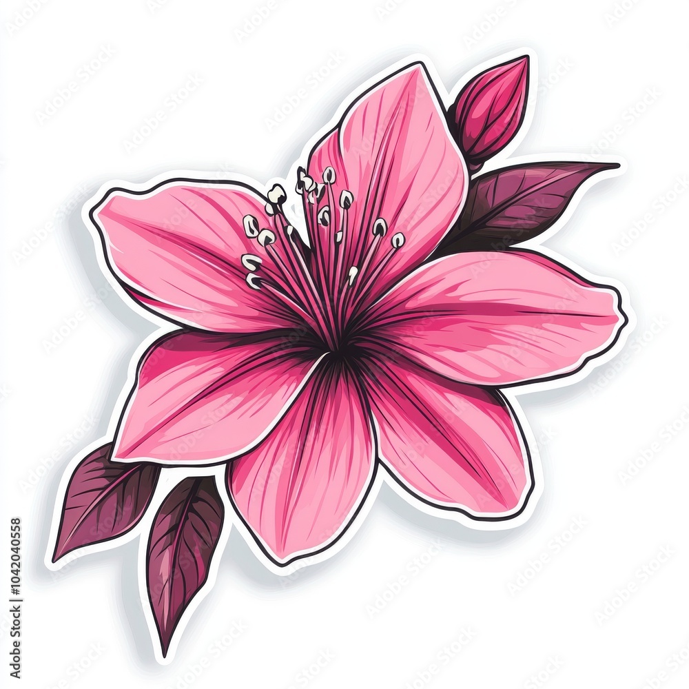 A vibrant pink flower with detailed petals and leaves, creating a lively and fresh aesthetic. A vibrant pink flower with detailed petals and leaves, creating a lively and fresh aesthetic.