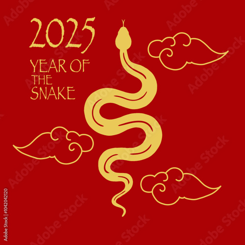 The golden snake displayed in this image celebrates the Year of the Wood Snake 2025, a year full of growth, reflection, and newfound prosperity.