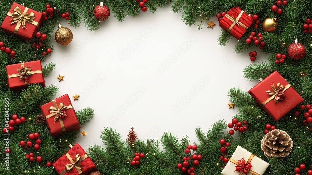 Festive christmas decorations and gift arrangement for the holiday season Festive christmas decorations and gift arrangement for the holiday season