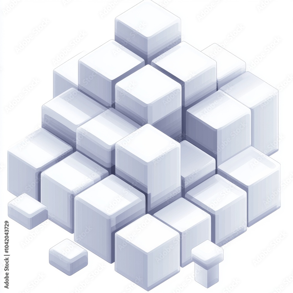 A dynamic arrangement of white 3D cubes creating a modern, abstract feel. A dynamic arrangement of white 3D cubes creating a modern, abstract feel.