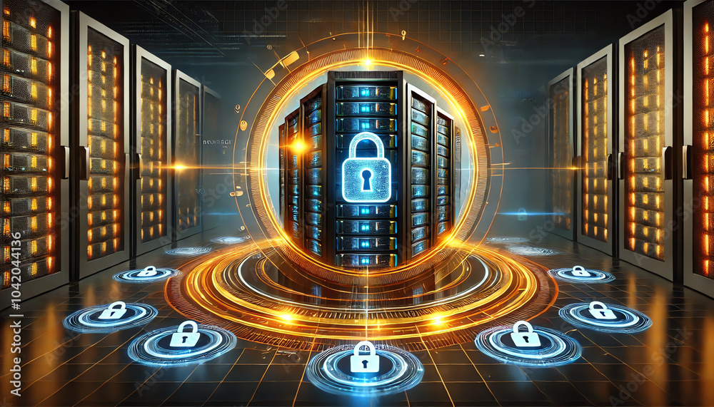 Fototapeta premium A futuristic digital security concept with a horizontal 4_3 aspect ratio