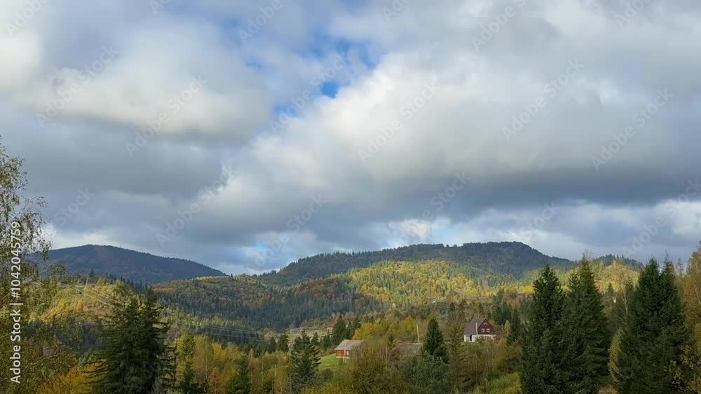 The landscape of Carpathian Mountains in the sunny weather. Perfect weather condition in the autumn season The landscape of Carpathian Mountains in the sunny weather. Perfect weather condition in the autumn season
